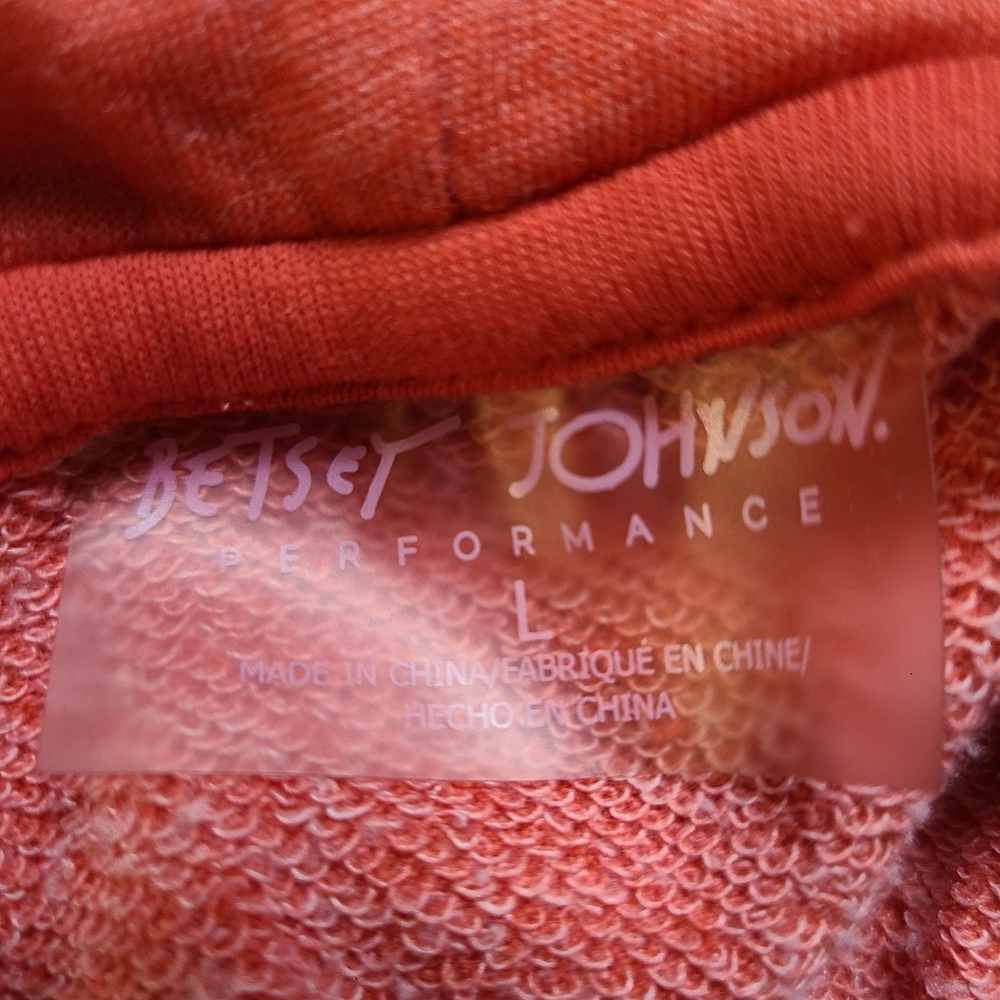 Betsey Johnson Orange Sweatshirt Hoodie, White Ties, Handwarmer, Size Large - Picture 9 of 10